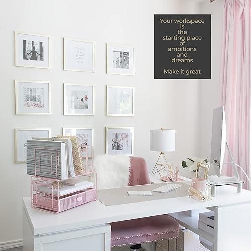 Miniatura 2 de Organizador de escritorio rosa BLU MONACO  Clasificador de archivos de metal con cajón  Suministros de oficina y almacenamiento de escritorio para