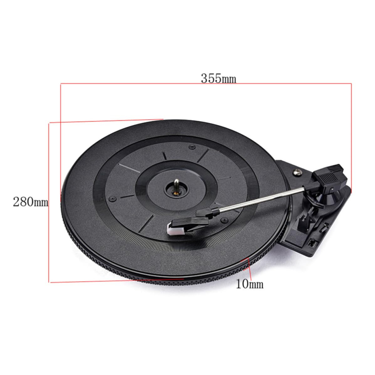 Giradischi Vinile Vintage 28cm Nero in Plastico Stilo | Bilanciamento Regolabile, Portatile, Accessori Audio e Video Stile Casuale