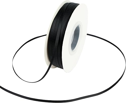 Cinta negra fina de seda estrecha de 18 pulgadas, cinta de satén de doble cara para manualidades, decoración de boda, etiquetas colgantes, adornos