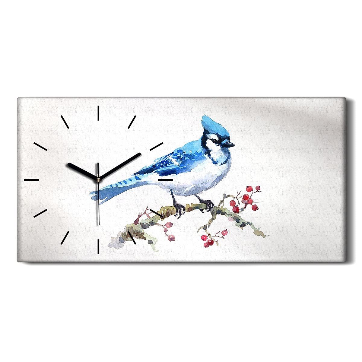 Horloge sur toile 60x30cm salon abstrait branche oiseau