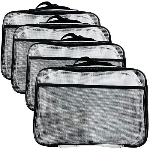 HAPPIBOX Lot de 4 grands sacs de rangement en maille pour jeux de société, puzzles, jouets, fournitures, sacs à fermeture éclair pour l'organisation compatibles avec...