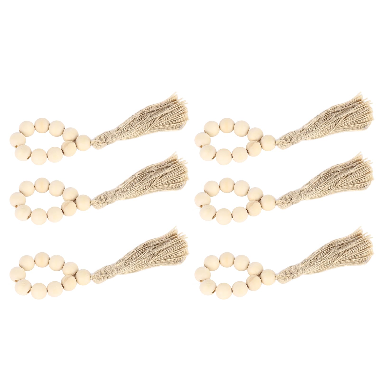 RXMORI Lot De 6 Ronds De Serviette En Perles De Bois Avec Pompons, Porte- Serviettes En
