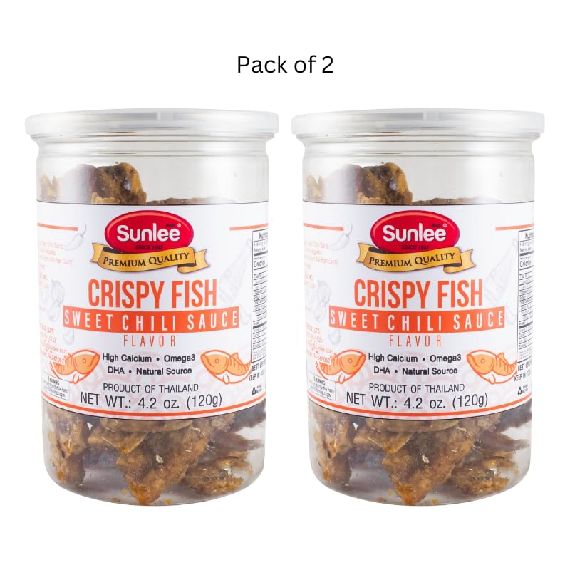 Sunlee Crispy Fish Snacks Sweet Chili Sauce Flavor, 4.2 oz Bottles (Pack of 2)
