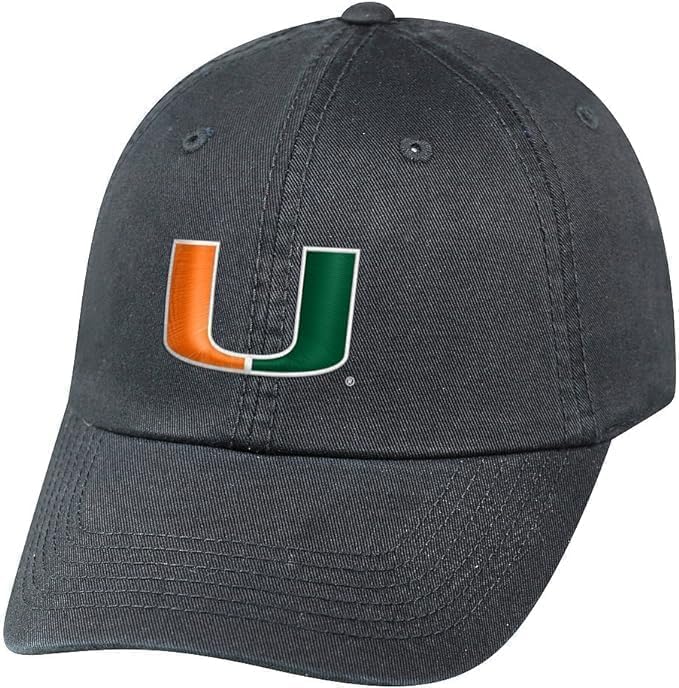 Collegiate Charcoal Team Logo Adjustable Hats (US Alpha One Size Miami)