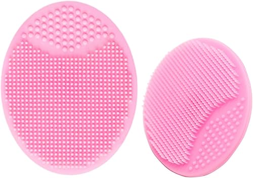 Cepillo de limpieza facial de silicona suave, 2 unidades de limpiador facial de mano rosa, cepillo de lavado facial para masaje, limpieza de poros,