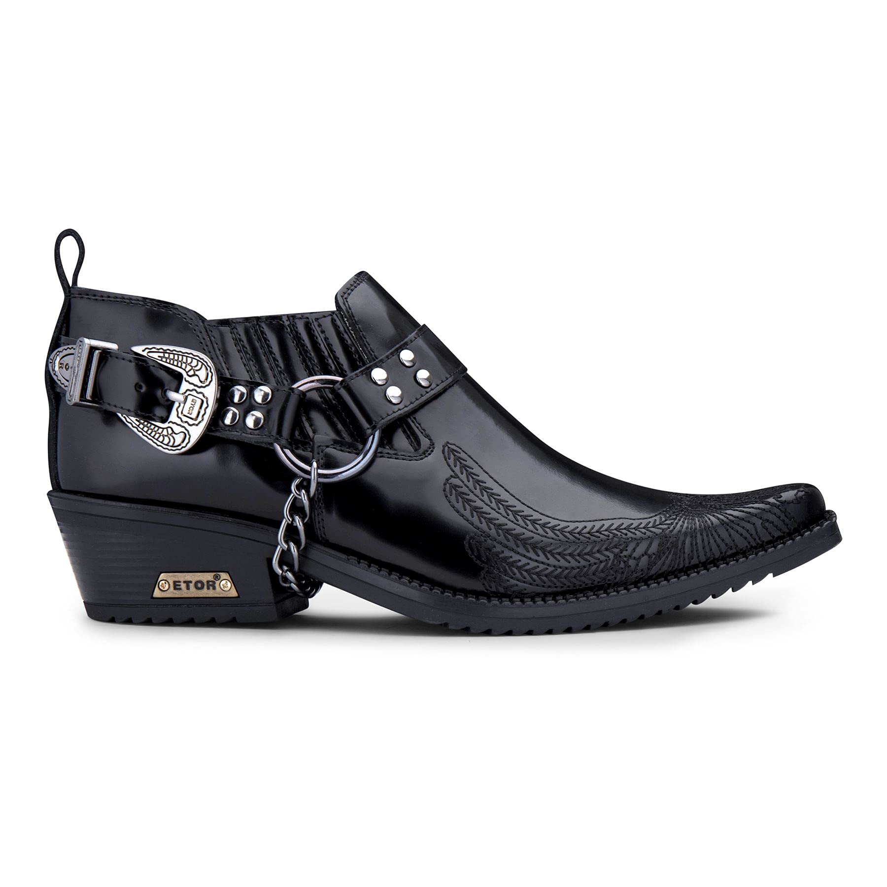 TruClothing.com Herrenschuhe 100% Echtleder Western Design US Adler Glänzend Metallische Kette