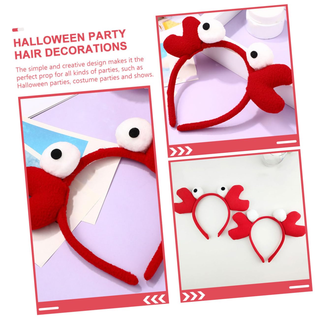 FOMIYES 6 Stck. Teiliges Rotes Krabben Stirnband für Frauen Leichtes Halloween Cosplay Kopfschmuck Universelle Bequemes Tragen für Kostüm und Partydekoration