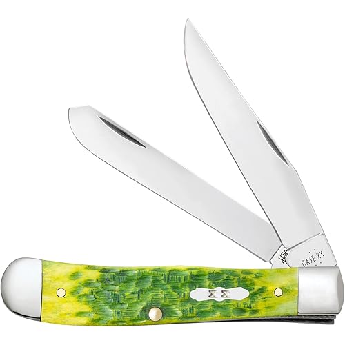 Case XX Pocket Knife TRAPPER - GREEN APPLE BONE PEACH SEED JIG Item #27860-6254 SS - Length Closed: 4 1/8Inches