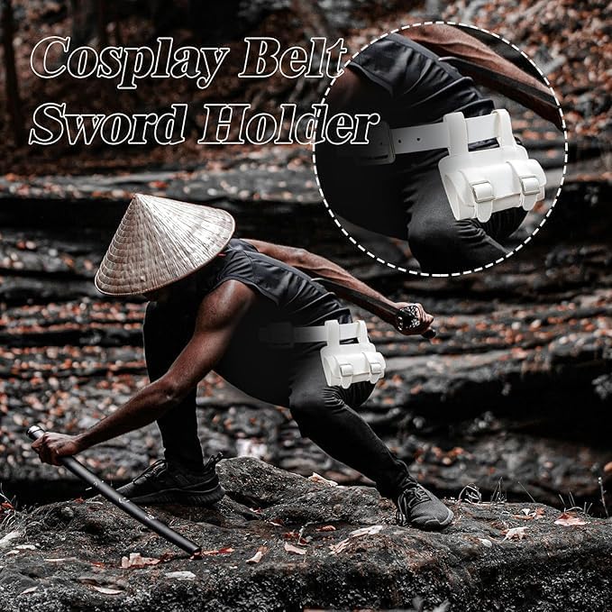 Vaianie 2 Pcs Katana Sword Holder Leather Sheath Scabbard Sword Belt Adjustable Belt Two Buckle Sword Leather Holster - Image 6