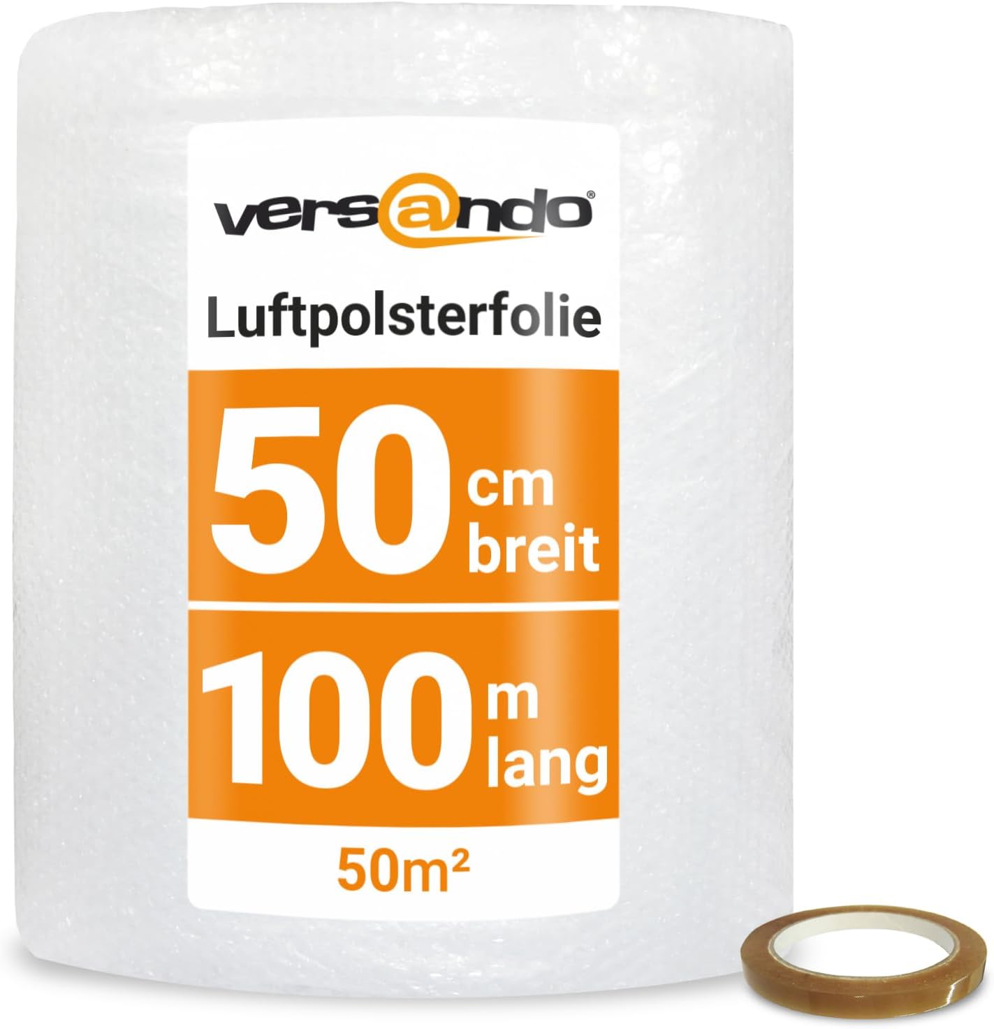 versando® Bubble Wrap Roll 50 cm x 100 m 2-Layered 50 Micron and Adhesive Tape 50 mm x 66 m 100m Luftpolsterfolie 50cm + 1 Rolle Klebeband Versando®