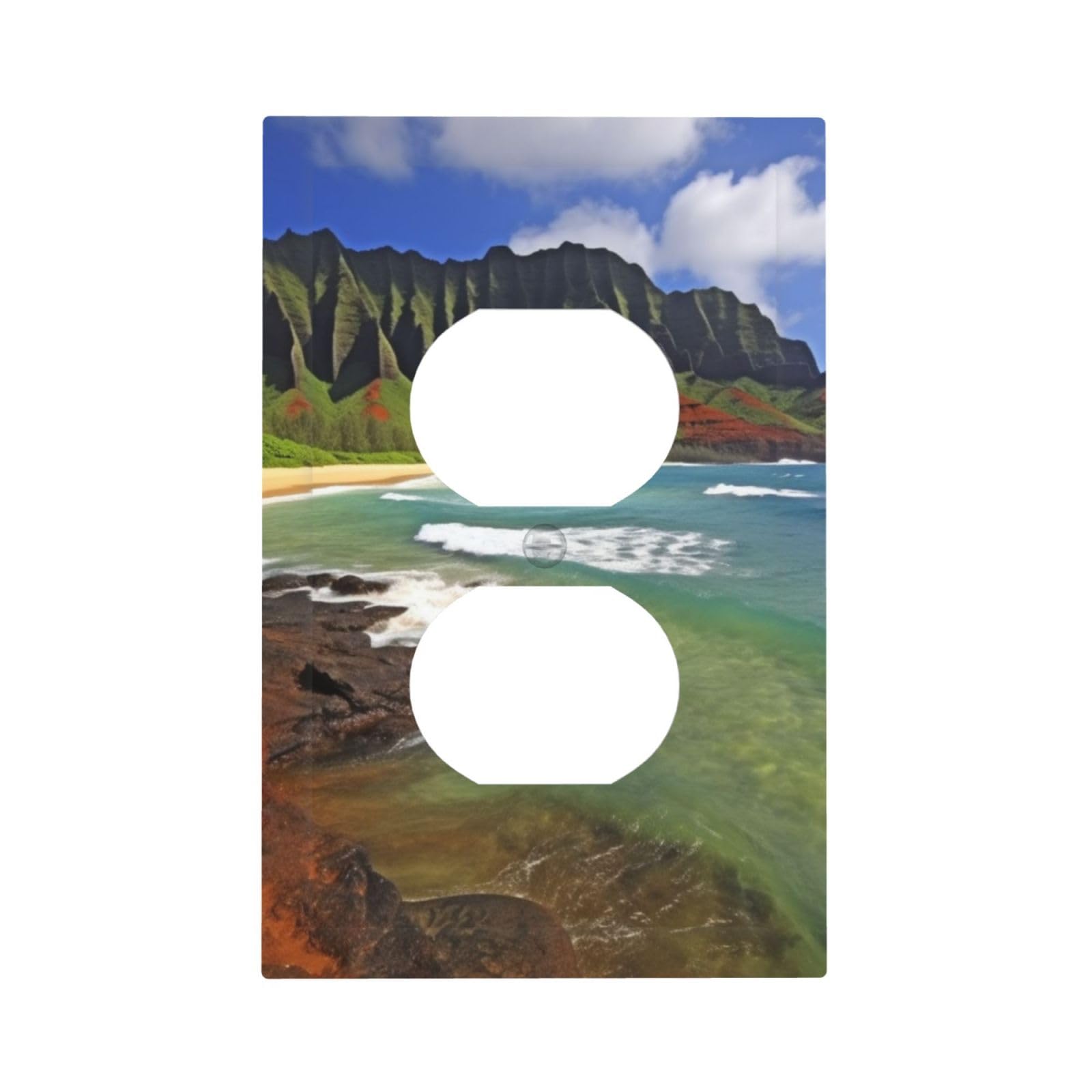 1-Gang Decorator Wall Plate Kauai Hawaii Seashore Light Switch Cover Single Gang Receptacle Outlet Wall Plate Mid Size 5" x 3" Wallplate Unbreakable Polycarbonate Outlet Faceplates Covers