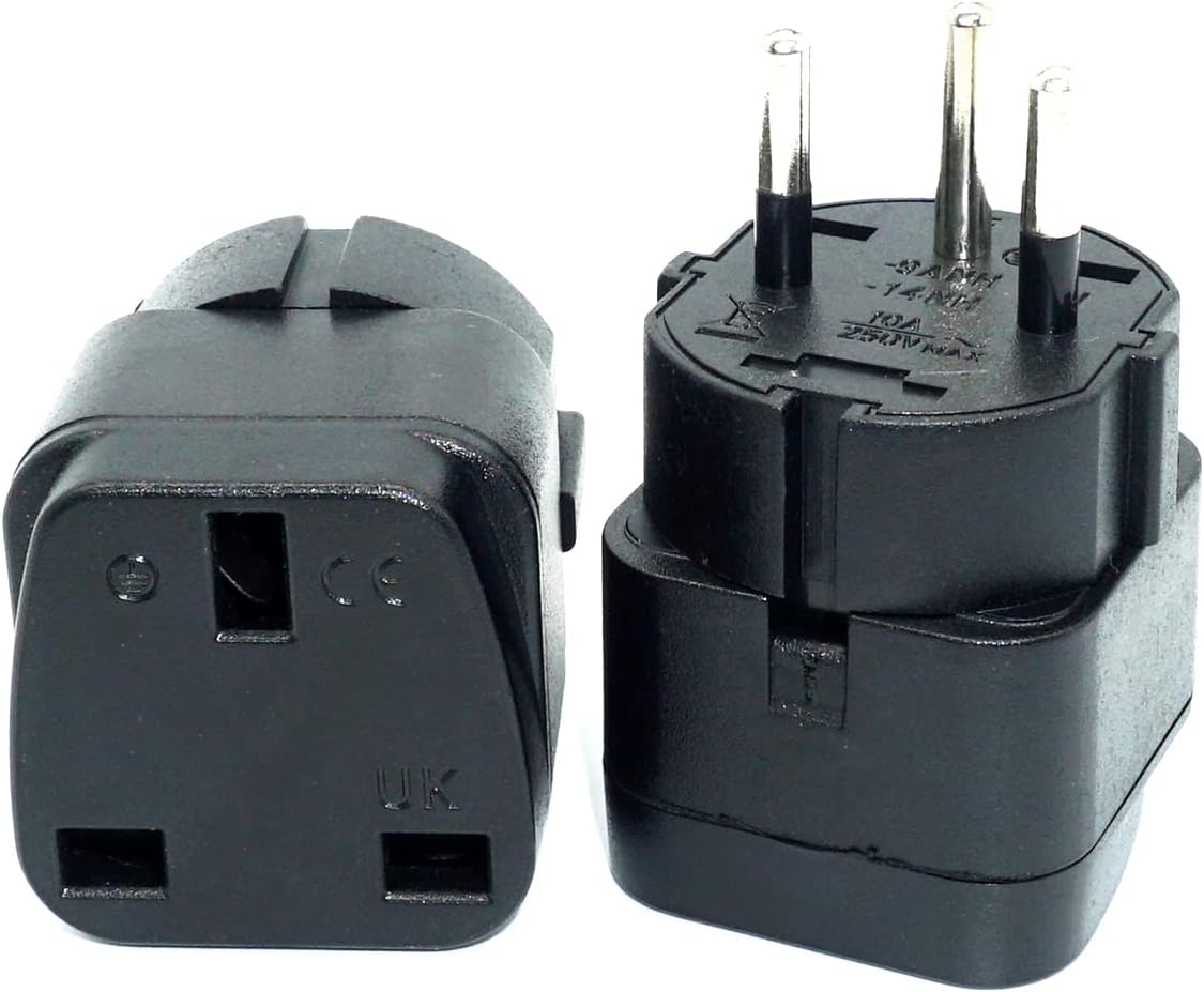 UAE/KSA/UK to Israel Travel Plug Adaptor, 3-pin KSA/UAE/UK Plug Convert to 3-pin Israeli Socket with Safety Shutter (1 Piece, Black)
