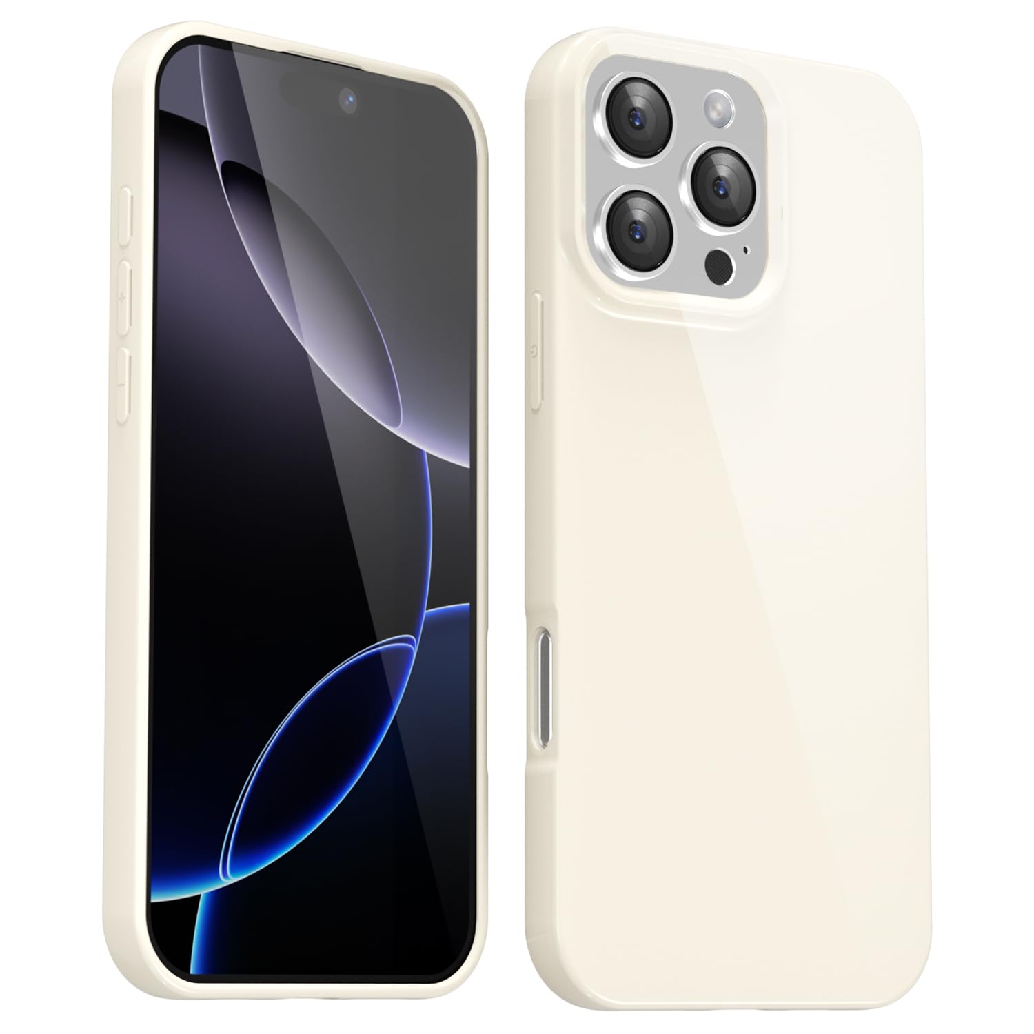 Svanove for iPhone 16 Pro Max Case Silicone, Glossy Soft Rubber Gel Jelly Cute Protective Plastic Simple Plain Phone Case Cover for Women Girl, Slim