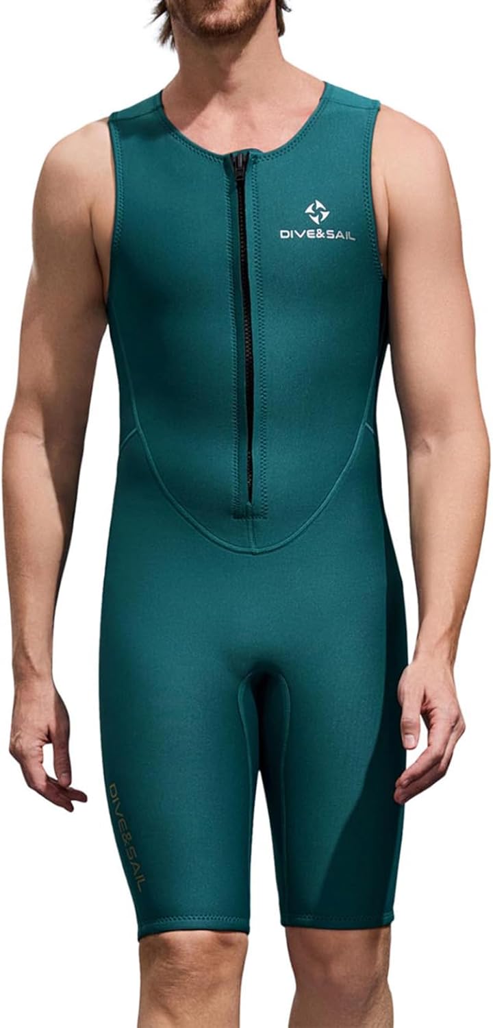 Loyan Men's Shorty Wetsuits One Piece Swimsuit Sleeveless Swimwear for Diving Surfing Water Sport Jumpsuit
