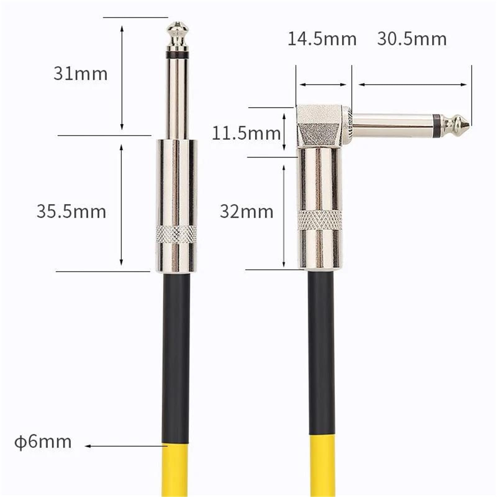Kabel Do Gitary Kable 6,5 Mm 1/4 Cala Do Gitary Elektrycznej Basowej 5 M Pozłacane Ekranowane Niski Poziom Hałasu(Yellow)