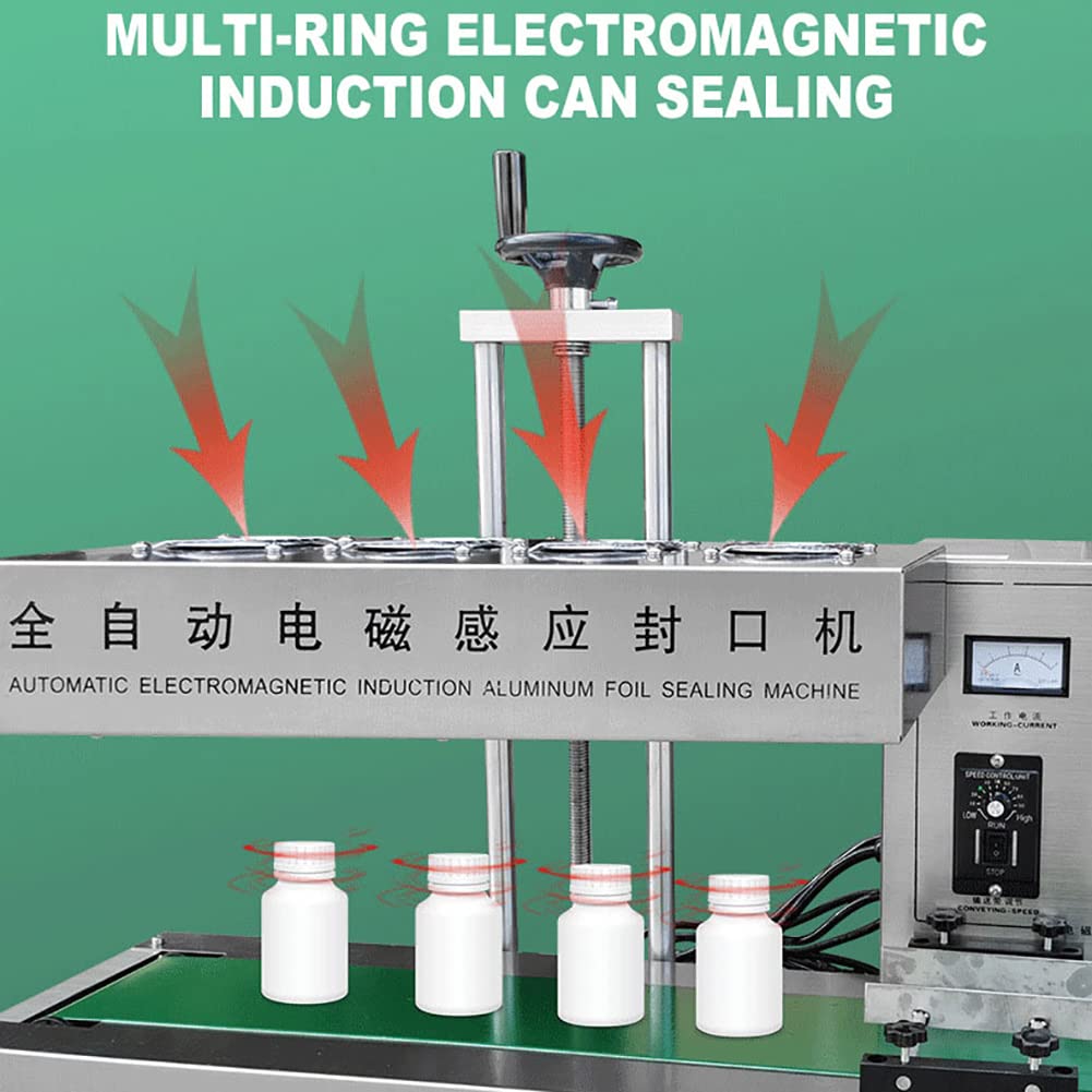 Sellador continuo de tapas de botellas por inducción electromagnética, máquina selladora automática de papel de aluminio de 2200 W, máquina selladora de tarros por calor de 15-120 mm para botellas d