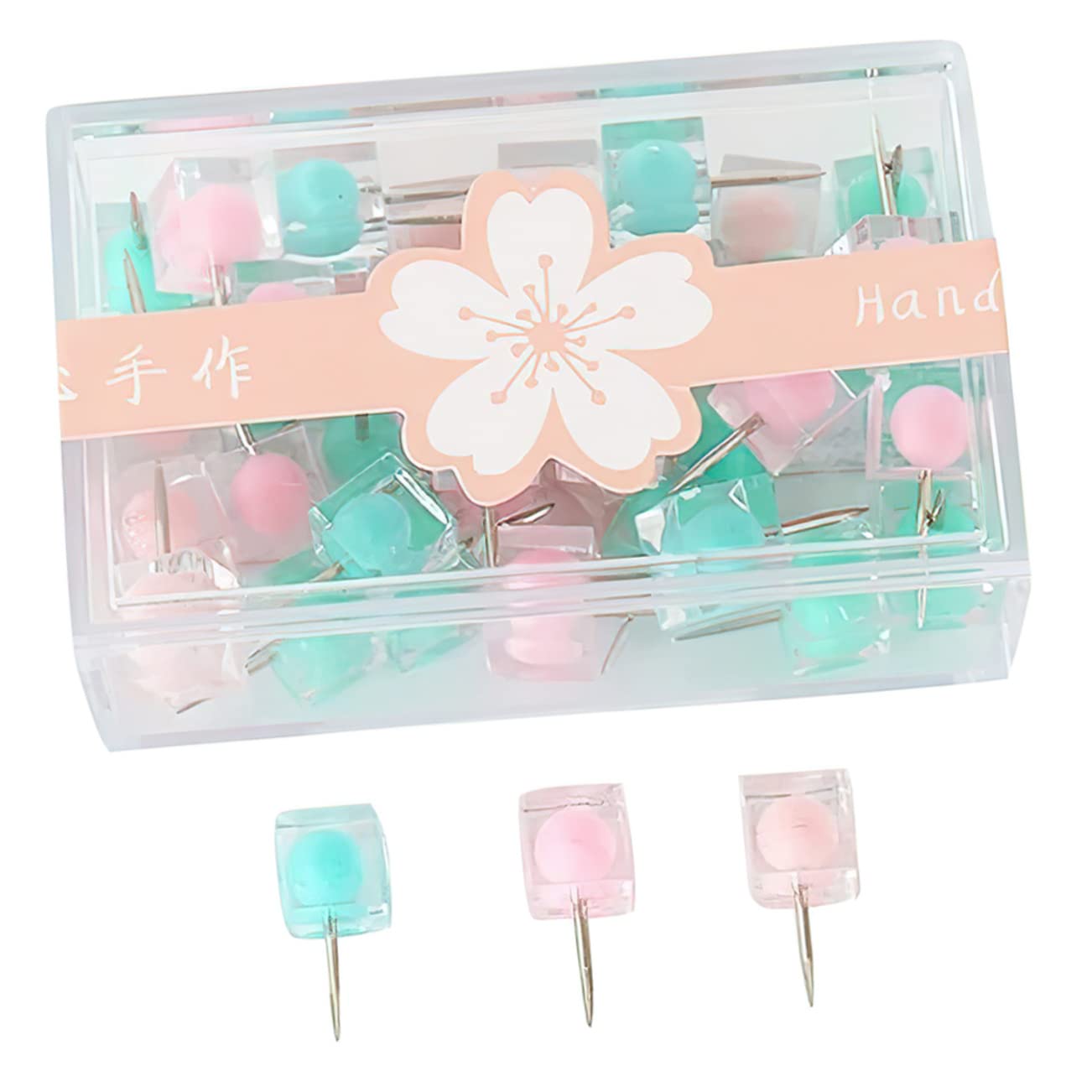 LALAFINA 200stücke Bunte Drucknägel Quadratische Kopf-pinnnadeln Für Korkwände Und Karten Dekorative Pinnwand-nadeln Candy-Farben Für Büro Und Zuhause