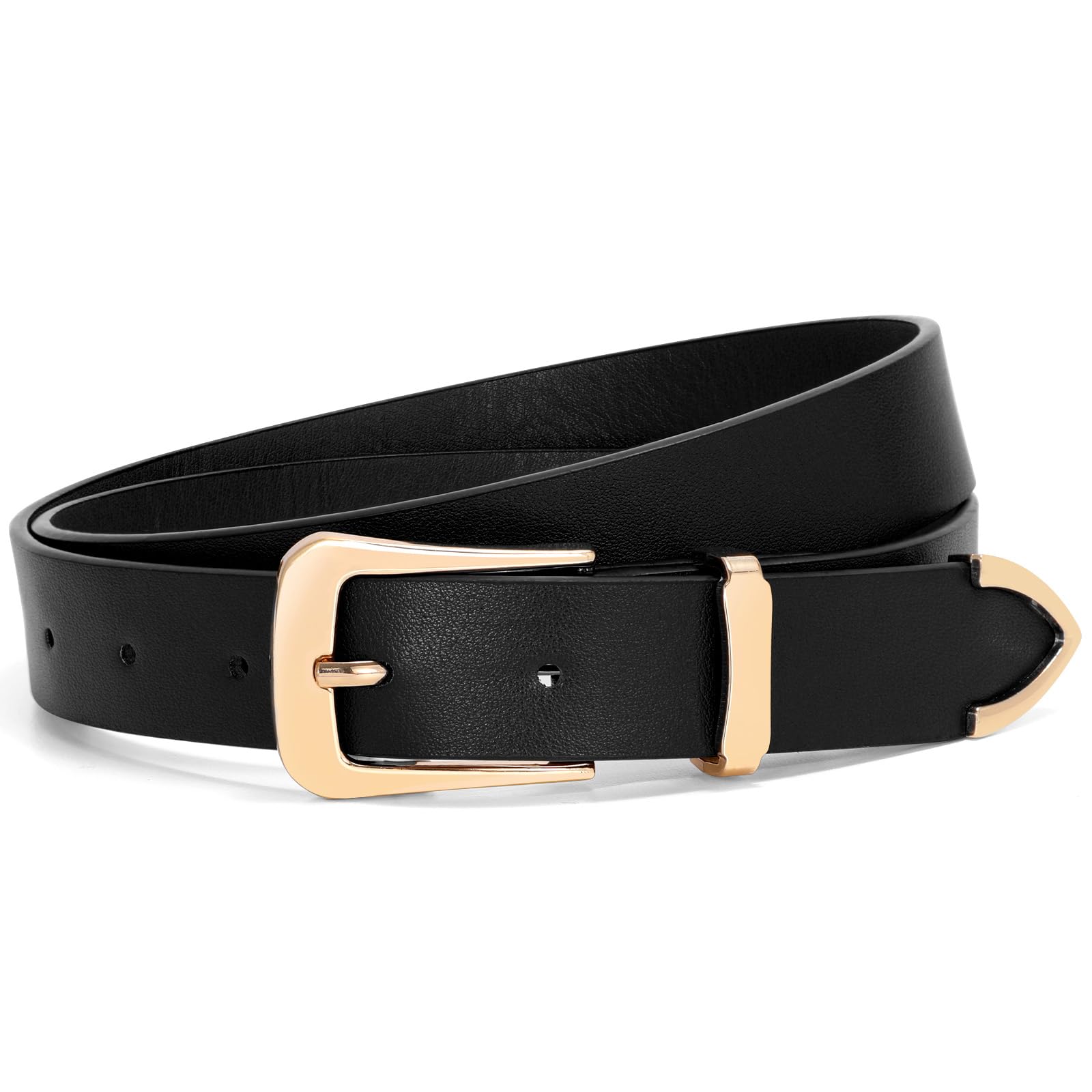 SANSTHS Fashion Belt for Women, Womens Waist Belt for Pants Jean, Ladies Waist Belt with Gold/Silver Buckle