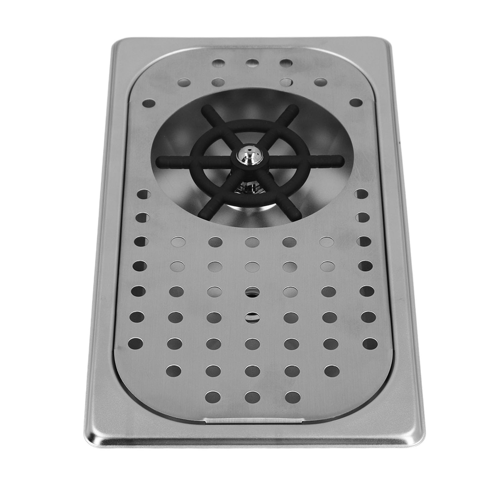 Fregadero Automático de Aclarado de Vidrio en Acero Inoxidable con Bandeja para Lavavasos, para Hogar, Cafetería y Bar