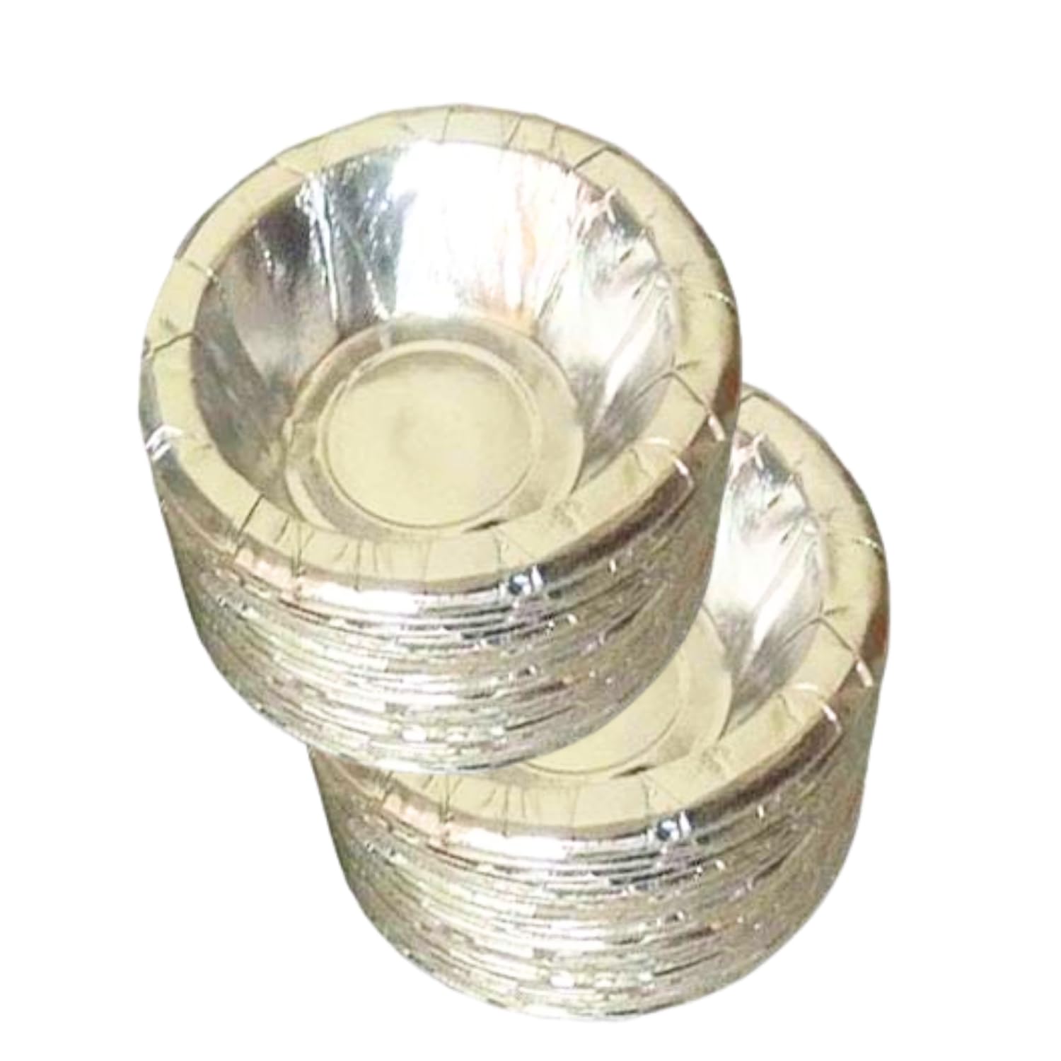 Neewan Enterprises Biodegradable Silver Paper Plates, Single-Use Disposable Dona, Pack of 100, Plastic-Free and Compostable | 6 inch | Small Plates for Kheer/GulabJamun/Prashad