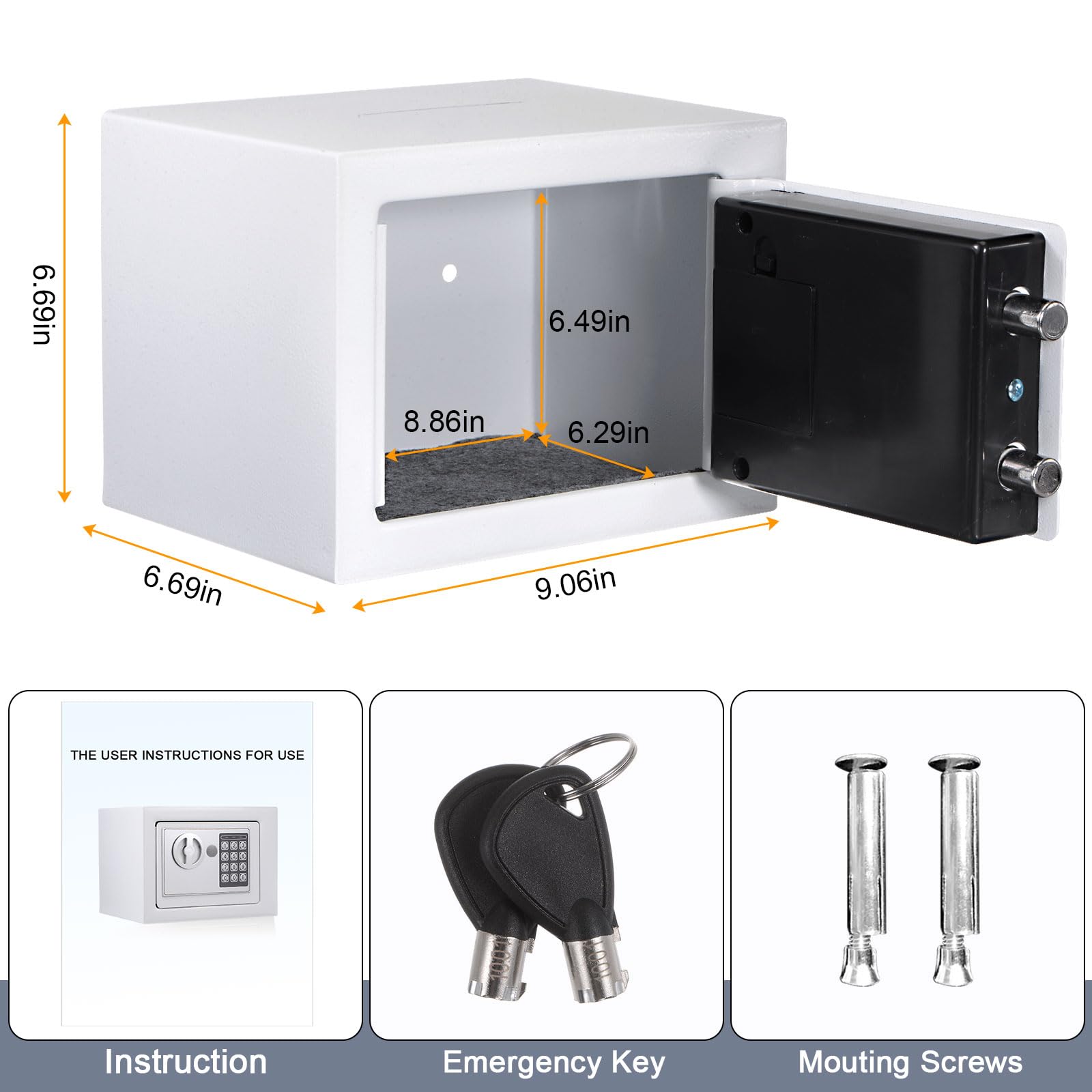 PATIKIL Cassetta Sicurezza Ignifuga Piccola Cassetta Sicurezza Domestica con Tastiera Digitale Elettronica per Uso Domestico Ufficio Viaggi Affari Bianco