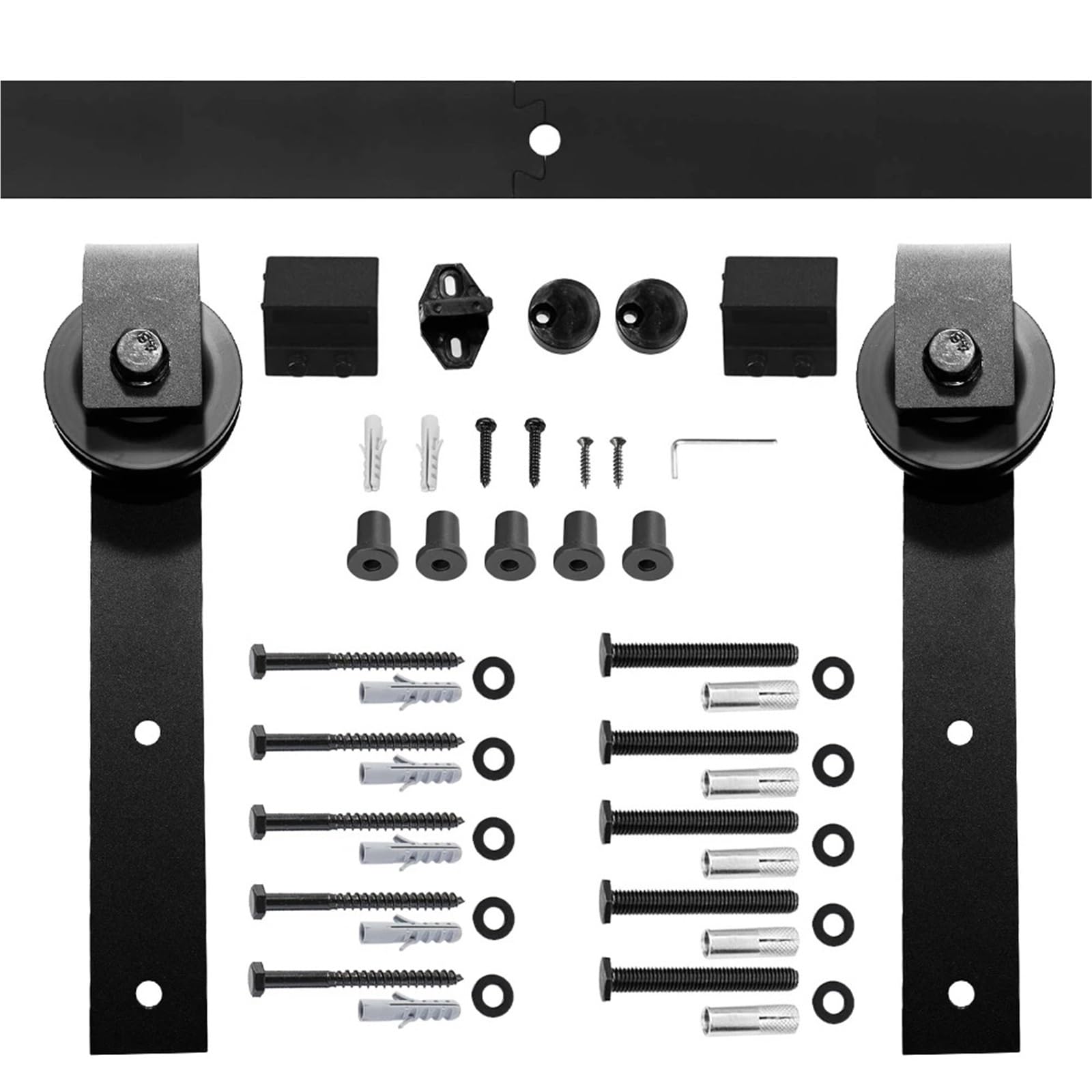Barn Door Sliding Kit, J-Shape Sliding Barn Door Hardware Kit Rustic Black Hanging Rail Cabinet Wood 183CM/200CM for Single(6.6FT (200CM))