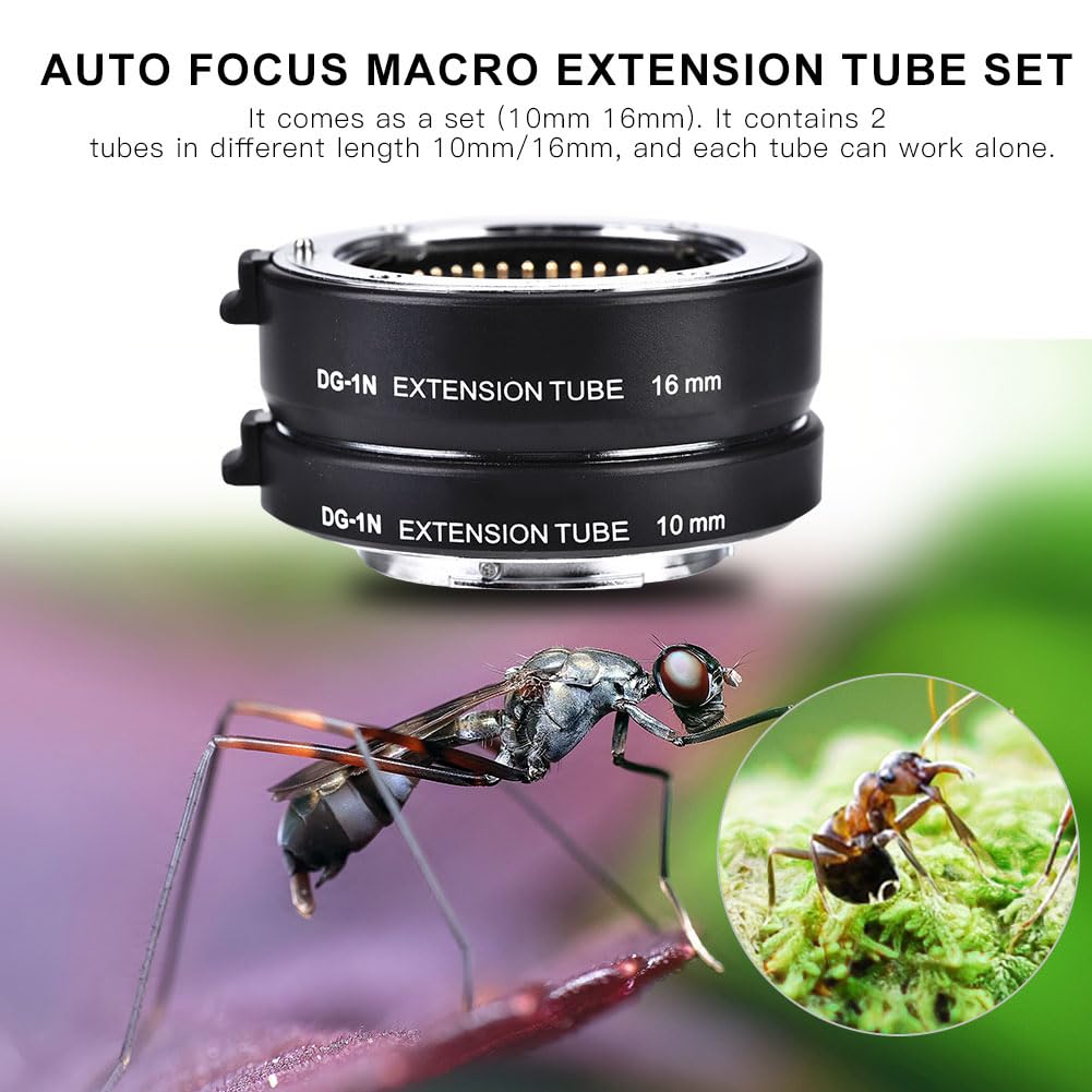 Juego de Tubos de extensión Macro de Enfoque automático de 10 mm + 16 mm para cámaras DSLR (DG-1N)