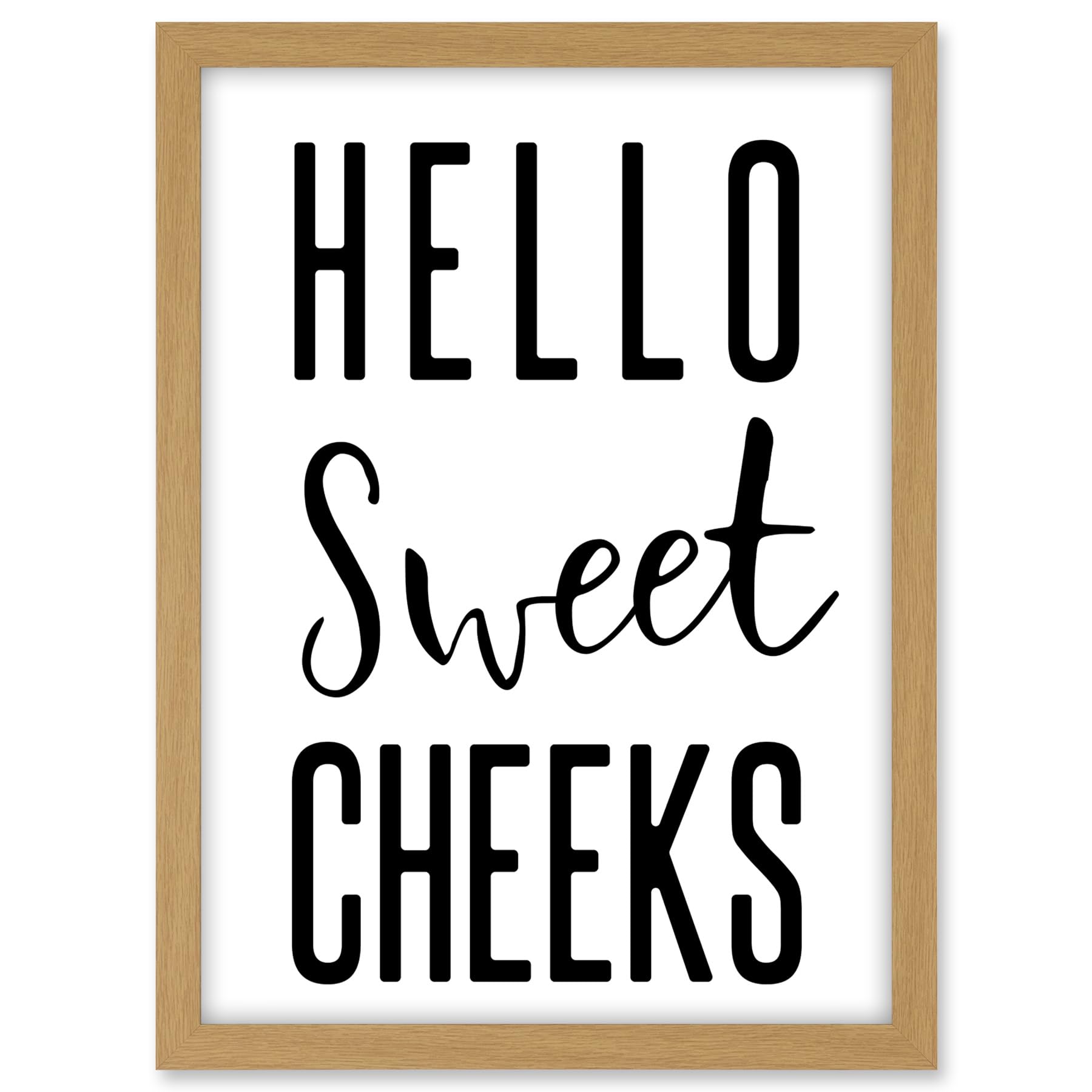 Artery8 Funny Bathroom Wall Art Hello Sweet Cheeks Cheeky Toilet Sign Artwork Framed A3 Wall Art Print
