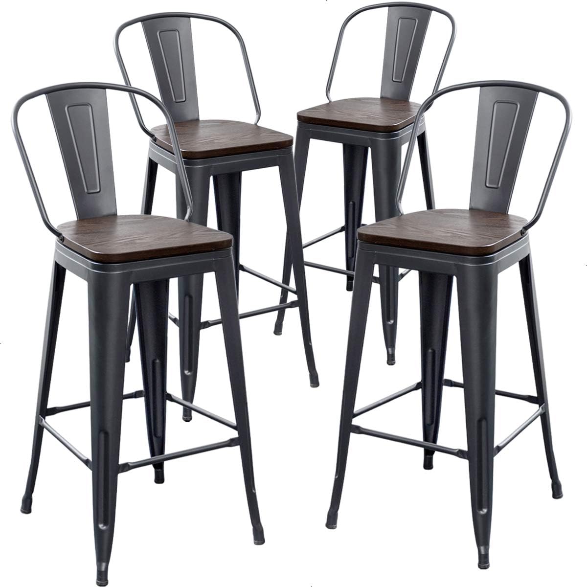Amazoncom Aklaus Metal Bar Stools Set Of 4 Counter Height Stools With Backs Counter Stools High Back Bar Chairs 30 Inch Matte Black Home Kitchen Amazoncom Aklaus Metal Bar Stools Set Of 4 Counter Height Stools With Backs Counter Stools High Back Bar Chairs 30 Inch Matte Black Home Kitchen