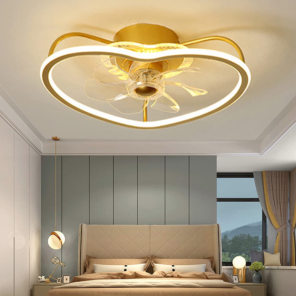 Ventilatore A Soffitto Con Luci LED A Forma Di Cuore, 42W, Telecomando, Dimmerabile 3000K-6500K, Oro, Per Camere E Soggiorni - 2