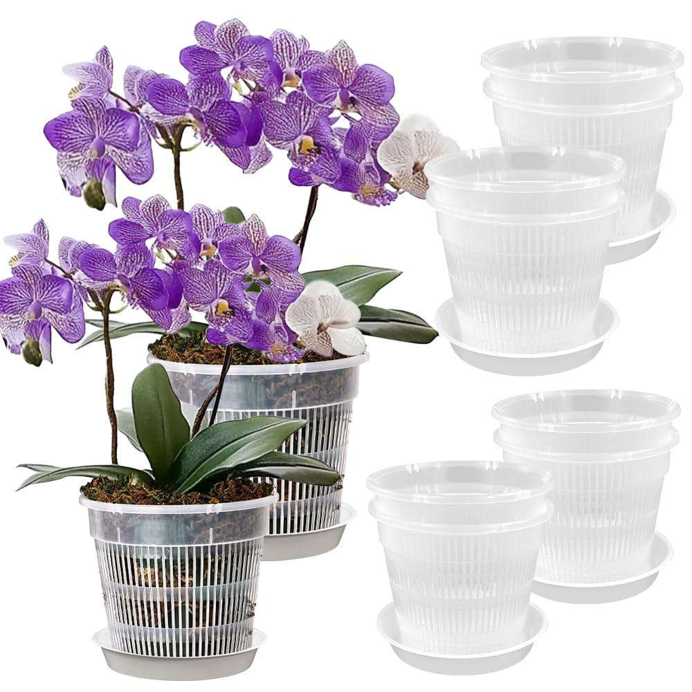 JNEYVIC 10 Stück Orchideentopf Transparent 14cm/16cm Pflanze