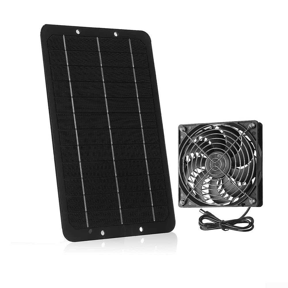 GLFLOW Solar-Powered Dual Fan 10W 12V Portable Electric Fan For Dog Houses, RVs, And Camping(single fan)
