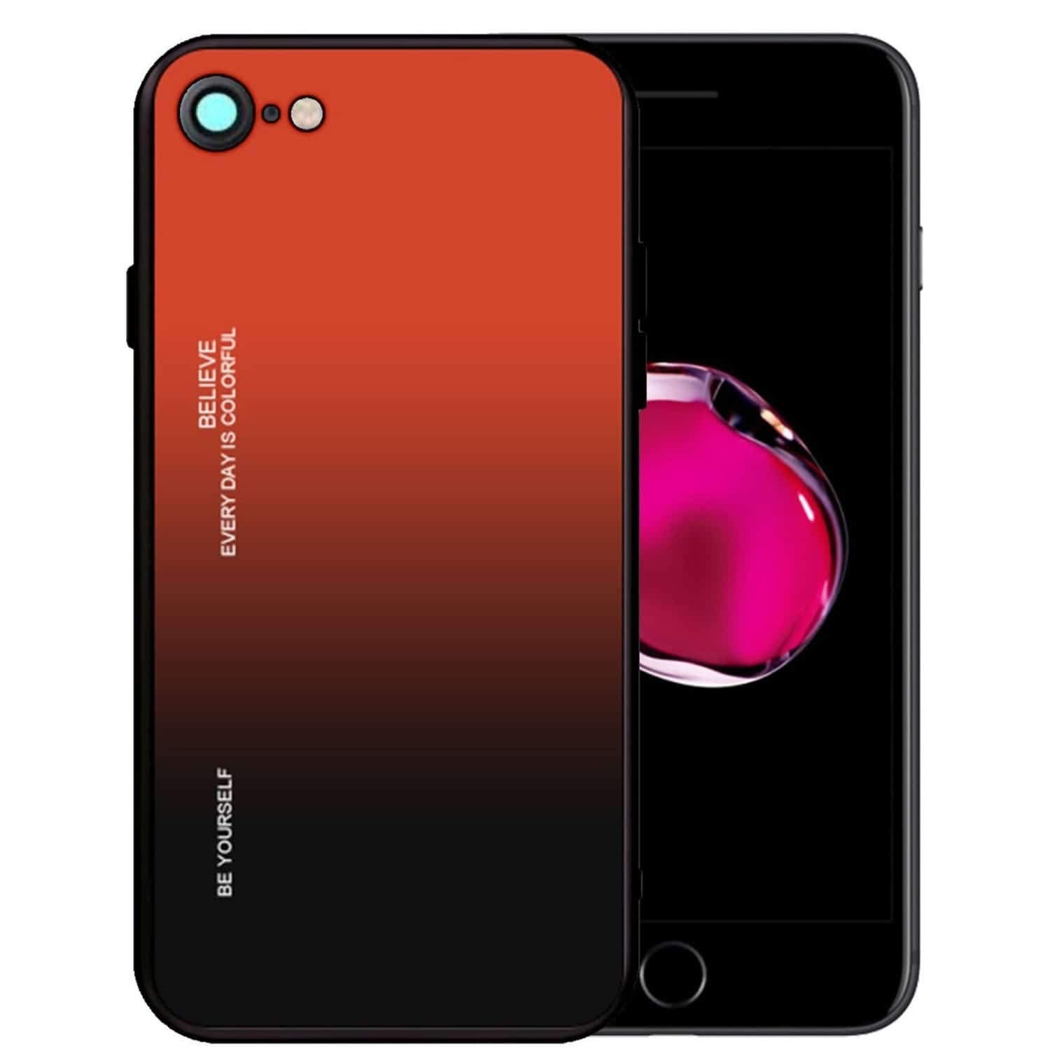 Coque Protection Dégardé Couleur pour Apple iPhone 7/8, Rouge/Noir