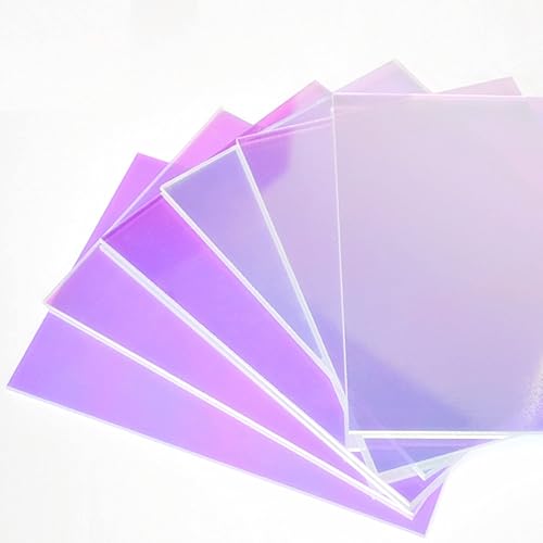 Miniatura 1 de 5 hojas cuadradas de acrílico (PMMA), lámina cuadrada de plexiglás iridiscenteradiante (dos lados similares al arco iris) (0.069 pulgadas de grosor,