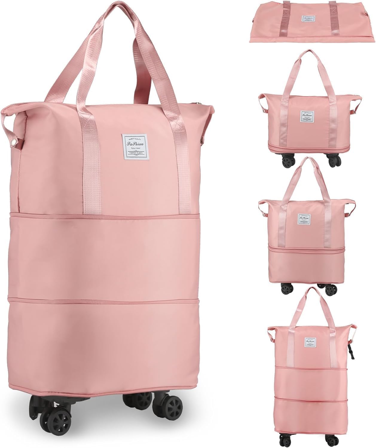 Foldable Expandable Duffle Trolley Bag with Wheels | Rolling Travel Duffle Bag, Handle, Large Wheeled Carry On Luggage, For Weekend Trips, Gym & Travel-image-24