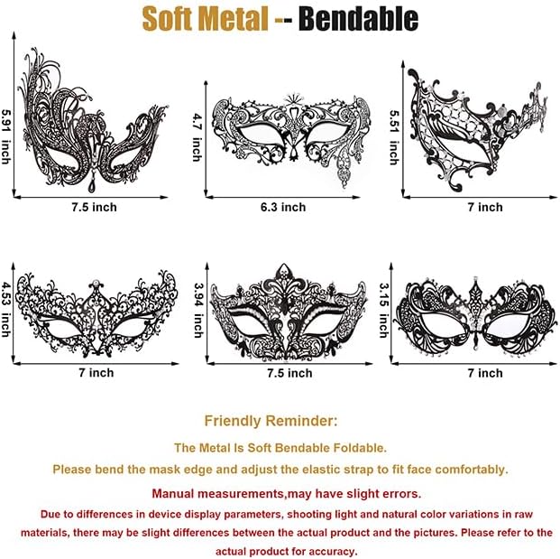 Cosmer Masquerade Mask for Women Shiny Laser Cut Metal Rhinestone Mask Party Porm Ball Mask - Image 5
