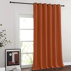 NICETOWN Blackout Room Divider Curtains for Sliding Glass Doors 102 Inches Long 1 Panel, Extra Wide Curtains for Doorway Patio Bedroom Living Room (Burnt Orange, 80Wx102L, 1 Panel)