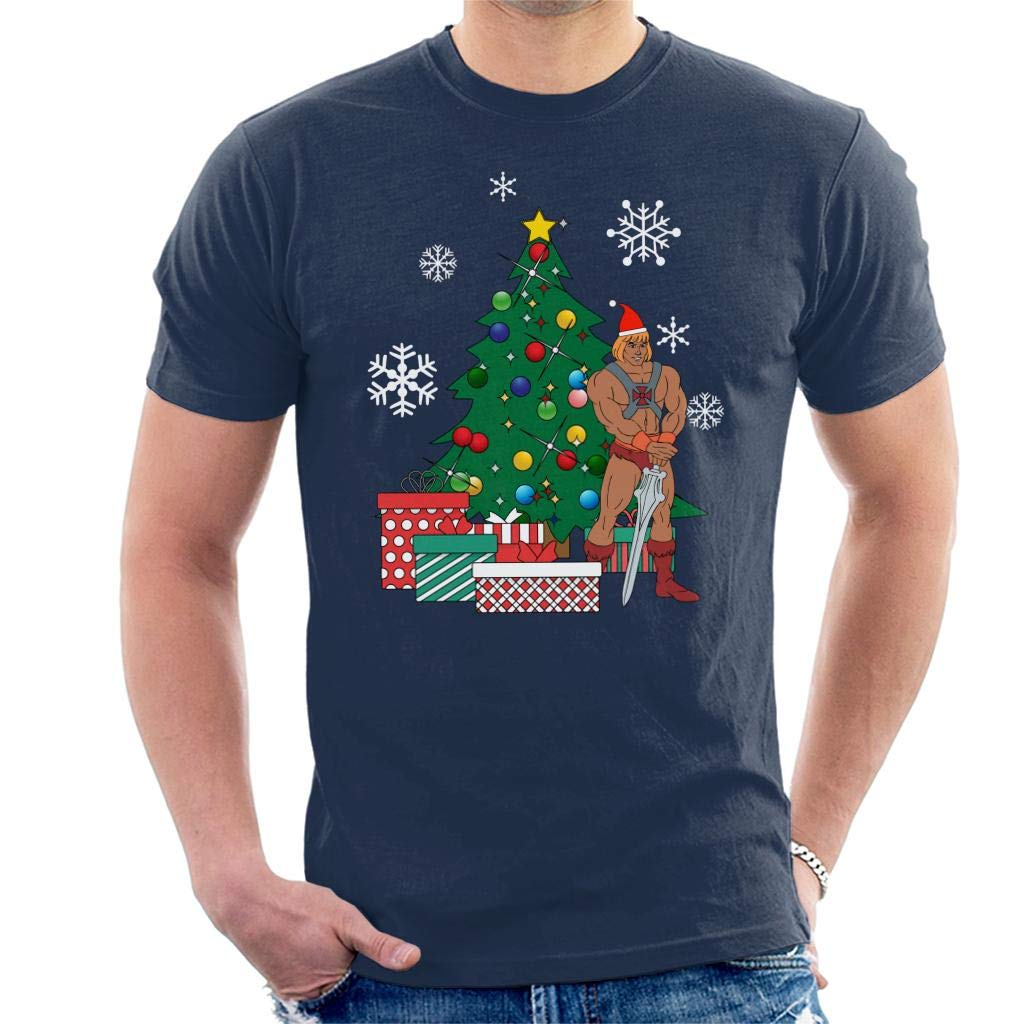 Cloud City 7 Men's Navy Blue He Man Around The Christmas Tree T-Shirt