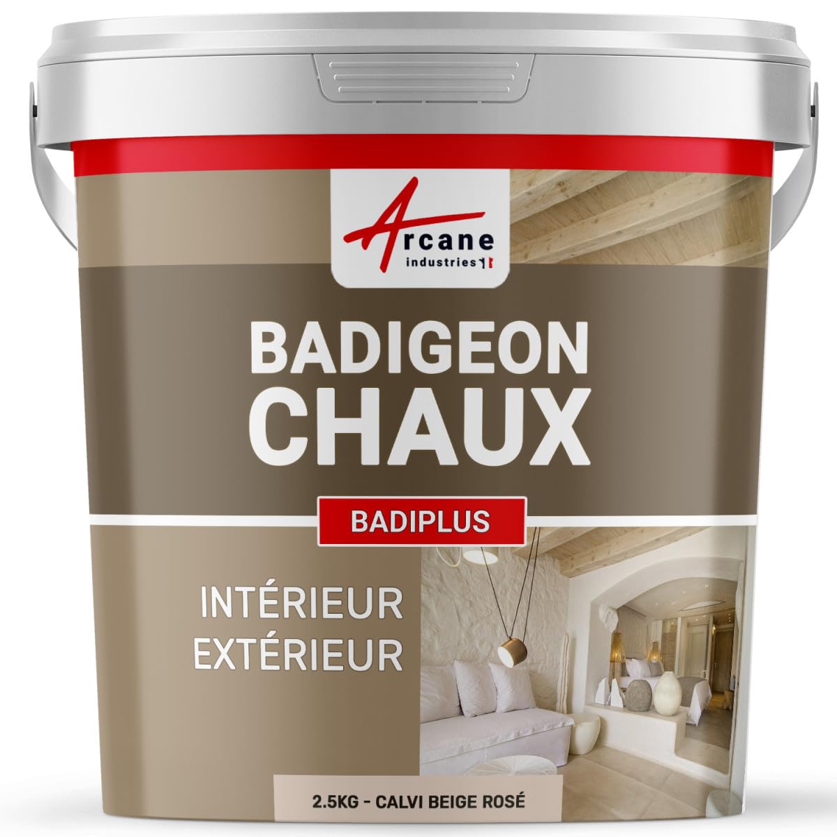ARCANE INDUSTRIES Badigeon à la Chaux, décoration intérieure, extérieur, Maison : Badiplus - 2.5 kg (jusqu'à 12.5 m²) Calvi Beige Rosé