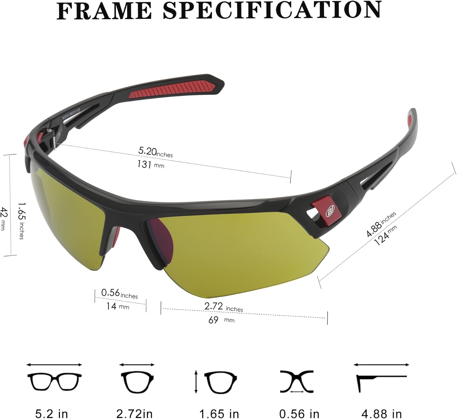Golf Sunglasses for Men Women Wrap Semi-Rimless Sports Sunglasses Golfing Shades UV400 Protection Sun Glasses - Image 5