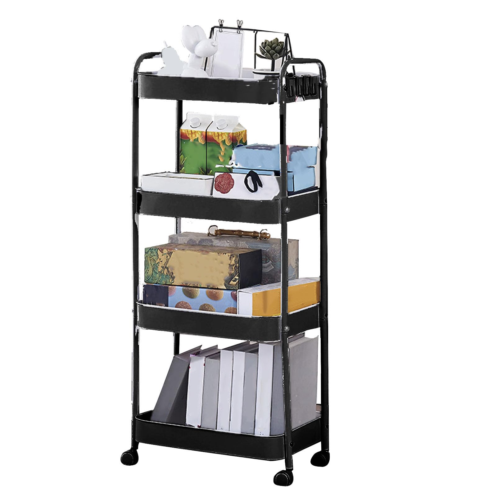 Yosoo Health Gear Carro Rodante Utilitario de 3 Niveles, Carro Organizador de Almacenamiento de Acero Al Carbono con Ruedas Giratorias, Almacenamiento Móvil de 3 Niveles para Cocina, Baño, Sala de