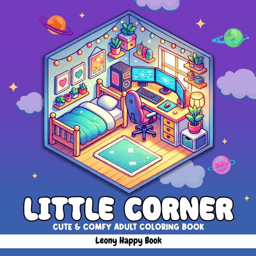 Little Corner: Relaxing Adult Coloring Book with cute, comfy and Peaceful Spaces for Relaxation and Stress Relief