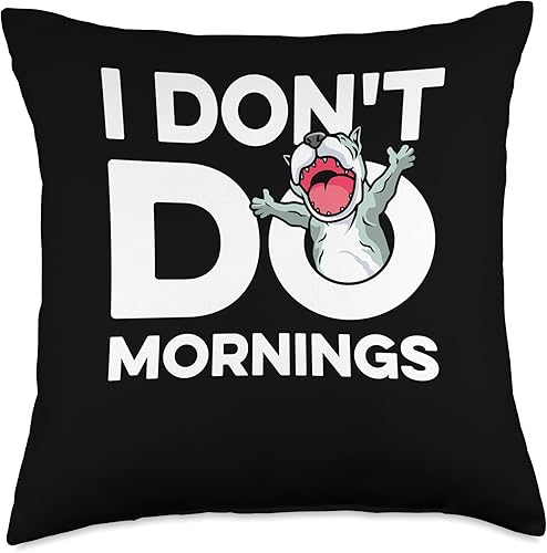 Miniatura 1 de American Bully Gifts & Accessories Funny American Bully Pet Breed-Bulldog I Dont Do Mornings - Almohada de 18 x 18 pulgadas, multicolor