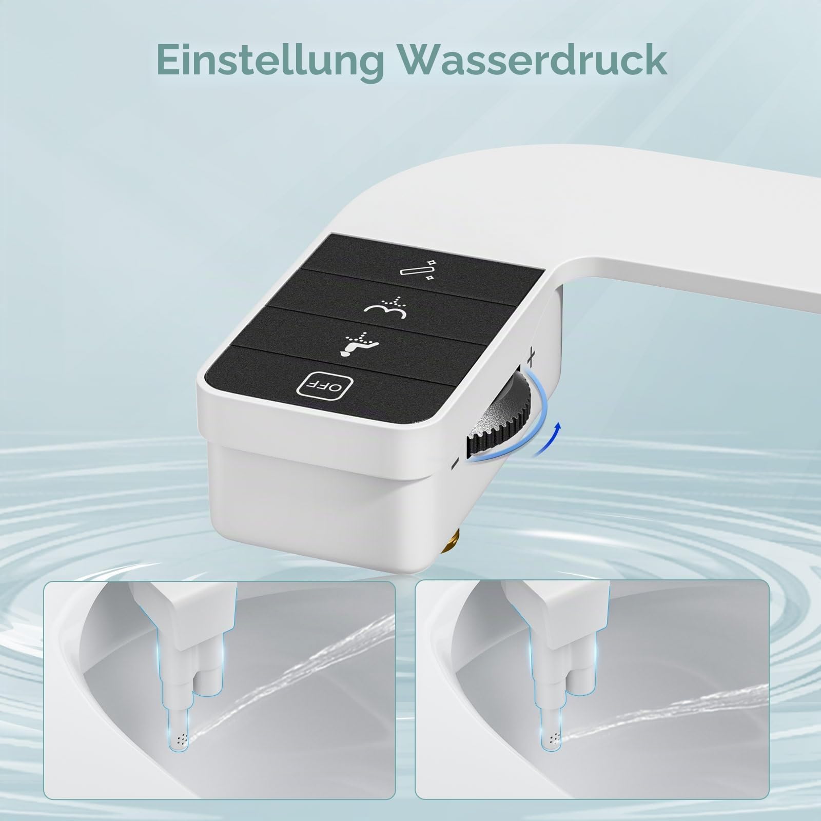 Bidet Aufsatz für Toilette, Nicht Elektrisches Kaltwasser-Bidet mit Einziehbaren Doppel Selbstreinigenden Düsen (Front- und Heckreinigung), verstellbarer Wasserdruck WC Bidet Aufsatz