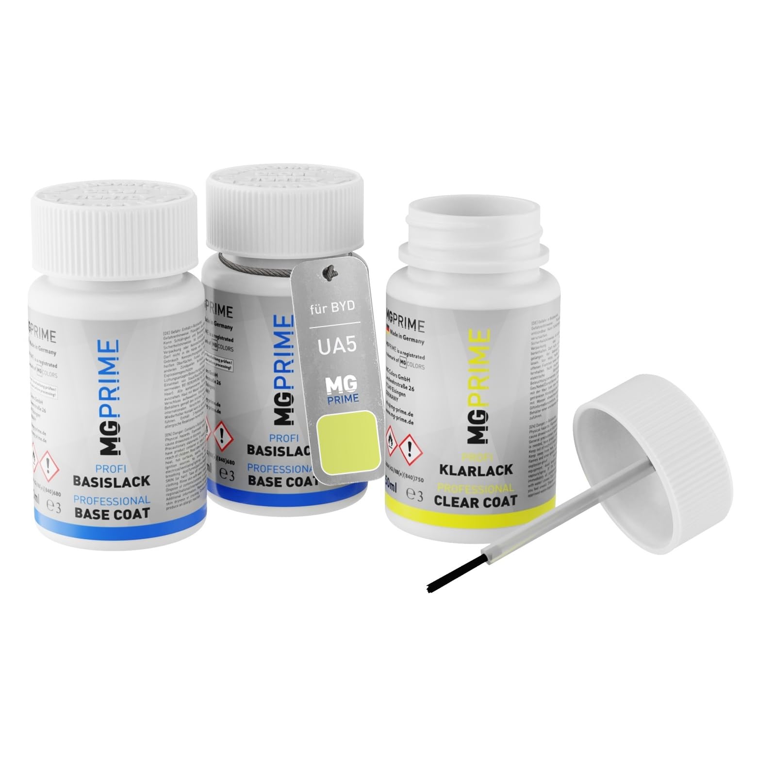 MG PRIME Vernice per auto Kit stilo di ritocco per BYD UA5 A La Mo Qing Ti Solid/Alamo Cyan Vernice di fondo vernice di base vernice trasparente ognuno 50ml
