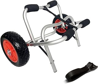 Portable Canoe Cart, Foldable Kayak Trolley, 50KG Loading Capacity, 9.8-Inch All Terrain Airless Wheels, Two- Wheeled Carrier Cart For Kayak Canoe Boat Accessories