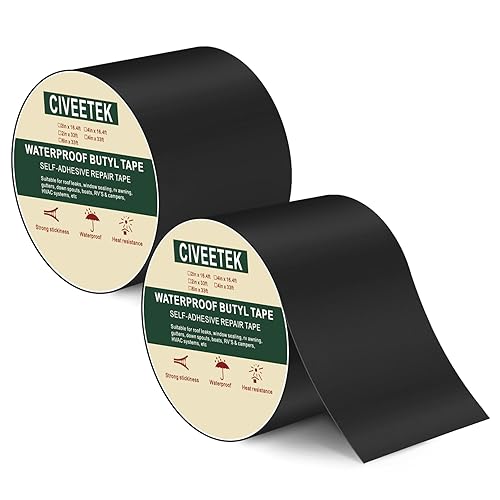 Miniatura 8 de Cinta de butilo sellante impermeable negra de 6 pulgadas x 33 pies para cubiertas, cinta adhesiva de reparación de fugas al aire libre, cinta de