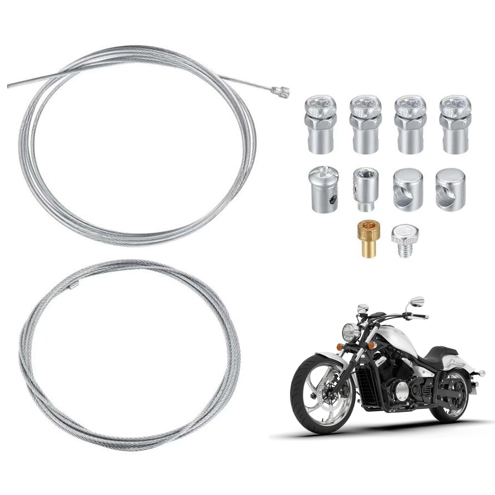 EIHI 4 Pezzi 2.5mm Morsetto Universale Per Cavi Cable Stop Kit Di Riparazione Del Cavo Acceleratore Di Arresto Del Cavo Dell'Acceleratore Adatto Per Motociclette E Scooter(Argento - Foto 2