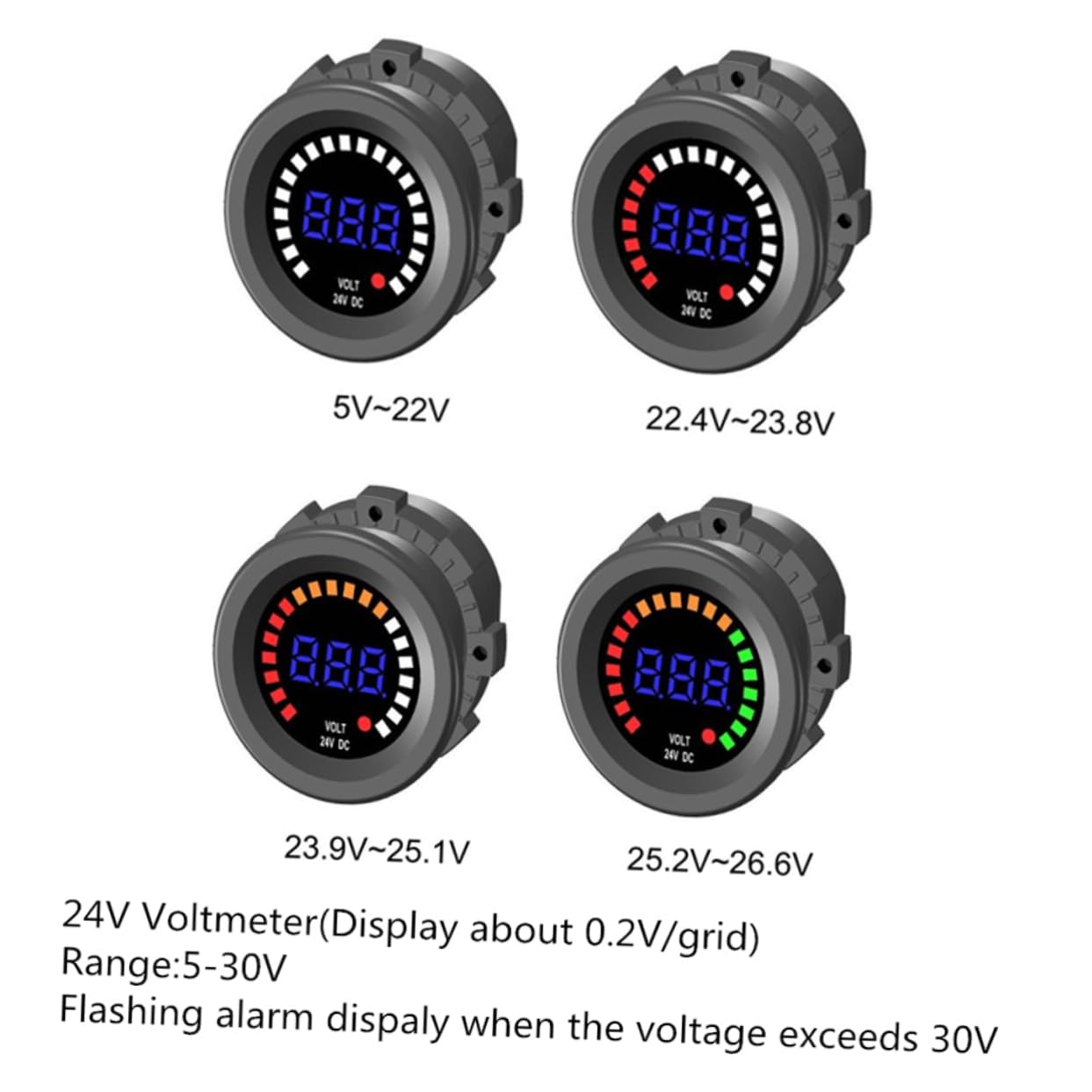 SOLUSTRE Voltímetro Para Coche y Motocicleta Mini Voltímetro Digital Led Pantalla De Color Para Coche y Motocicleta