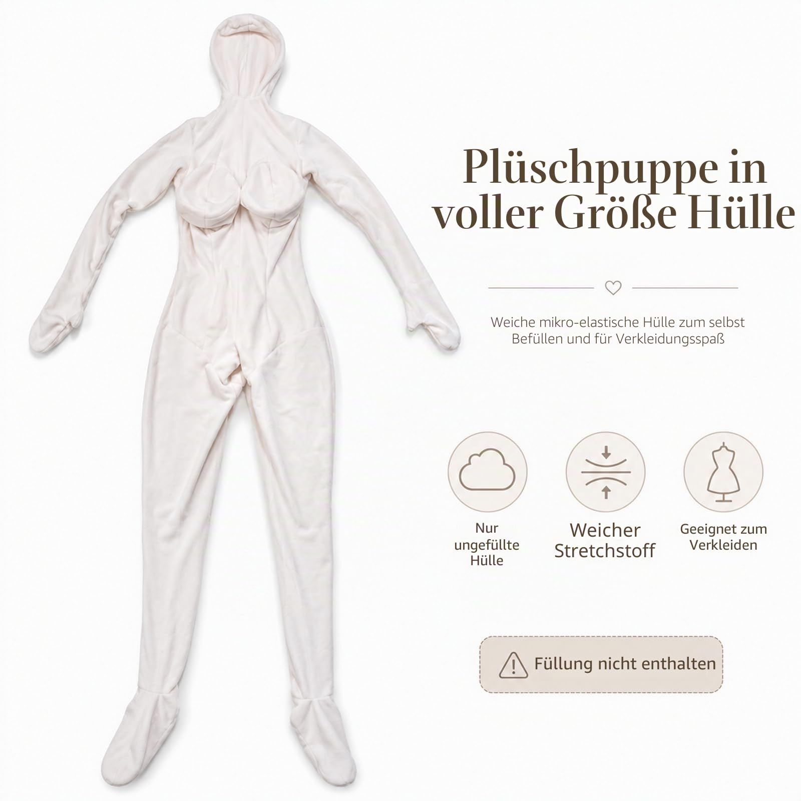 5,2 FT Menschenförmiges Wurfkissen Puppen Haut Volle Größe Plüsch Puppen Freundin Geschenke für Männer DIY Damen Kleidung